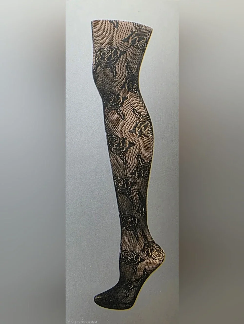 NWT Marilyn Monroe Openwork Tights Black Floral Rose Lace Mesh - Queen Size